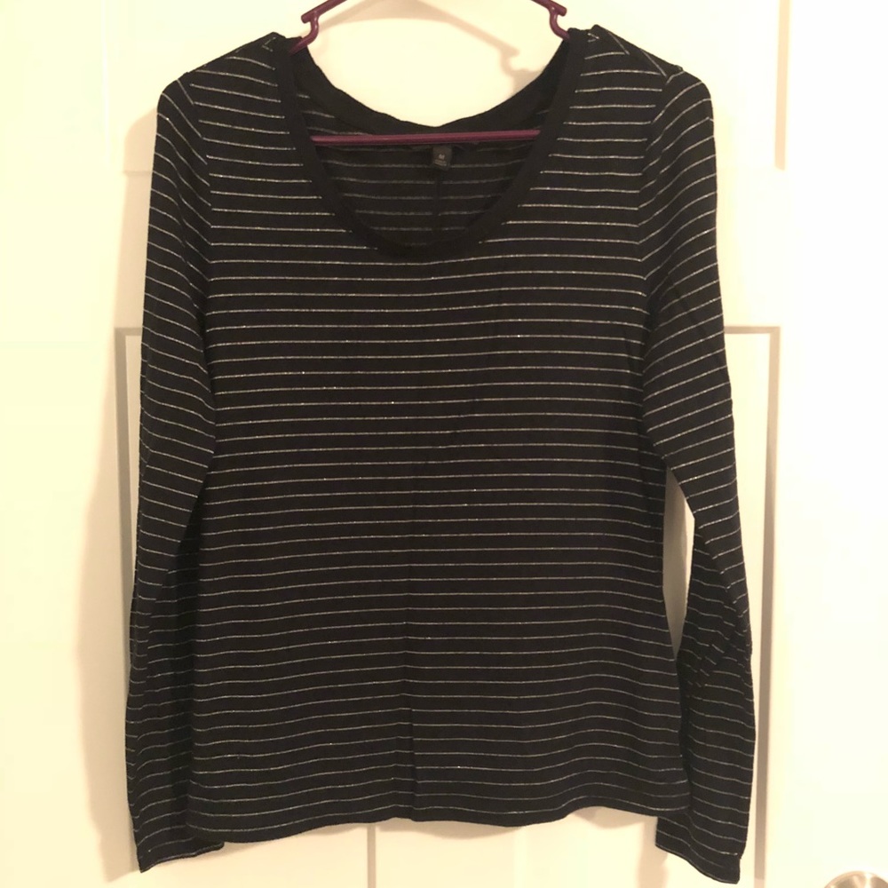 Banana Republic Black and Silver Striped Shirt